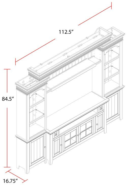 Tidewater Vintage White 3 Piece Large Entertainment Wall