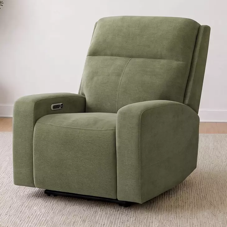 Traxton Jasper Moss Zero Gravity Triple Power Recliner with USB Charging