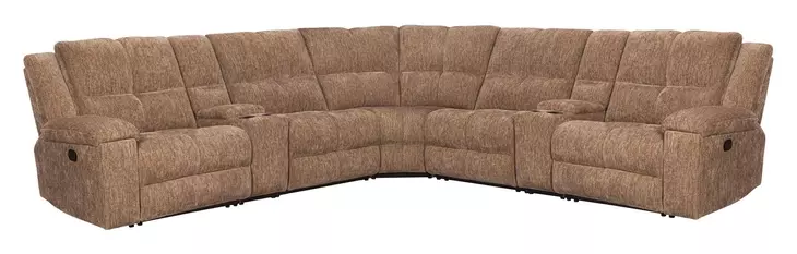 Bronco Plush Tobacco 7 Piece Modular Reclining Sectional with Console and USB Charging