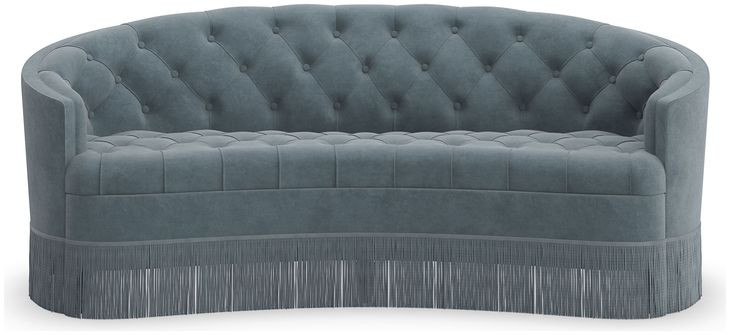 Heritage Modern Turquoise Velvet 90" Sofa