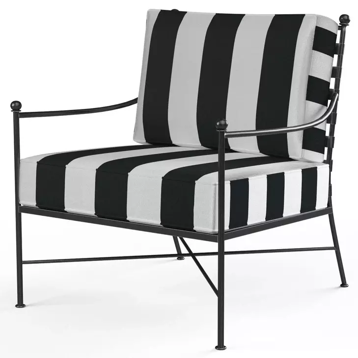 Provence Cabana Classic and White Upholstered Outdoor Club Chair with Self Welt