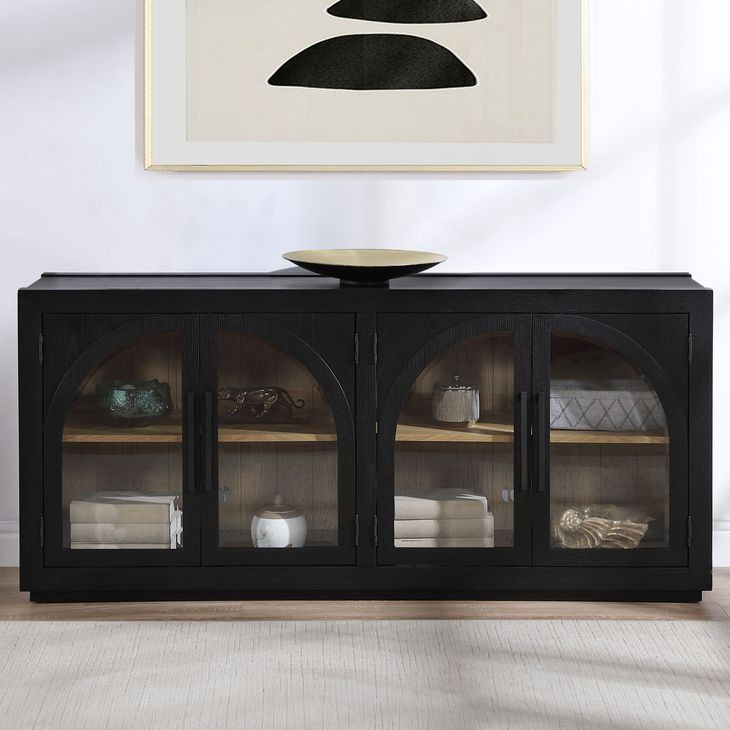 Magnolia Black 4 Glass Door Server
