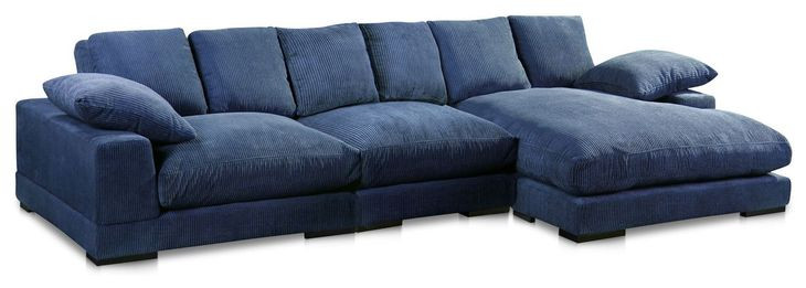Plunge Navy 3 Piece Modular Large Sectional with Pillows