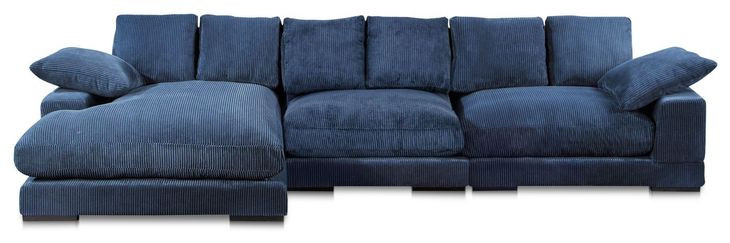 Plunge Navy 3 Piece Modular Large Sectional with Pillows