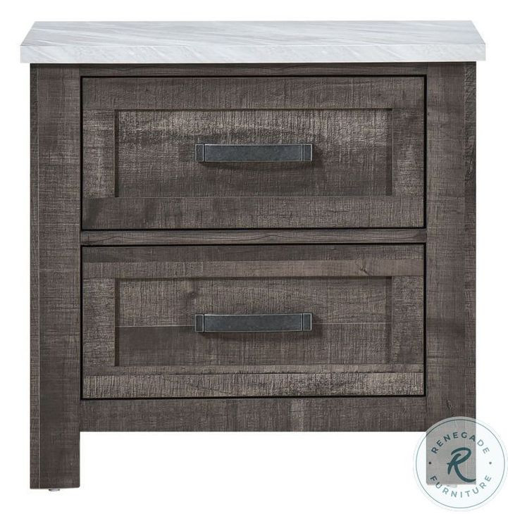 1457 Antique Grey And White Nightstand