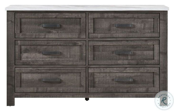 1457 Antique Grey And White Drawer Dresser