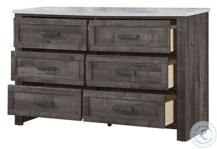 1457 Antique Grey And White Drawer Dresser