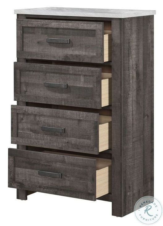 1457 Antique Grey And White Drawer Chest
