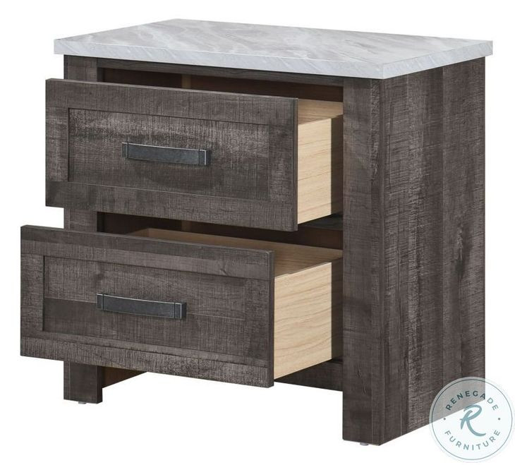 1457 Antique Grey And White Nightstand
