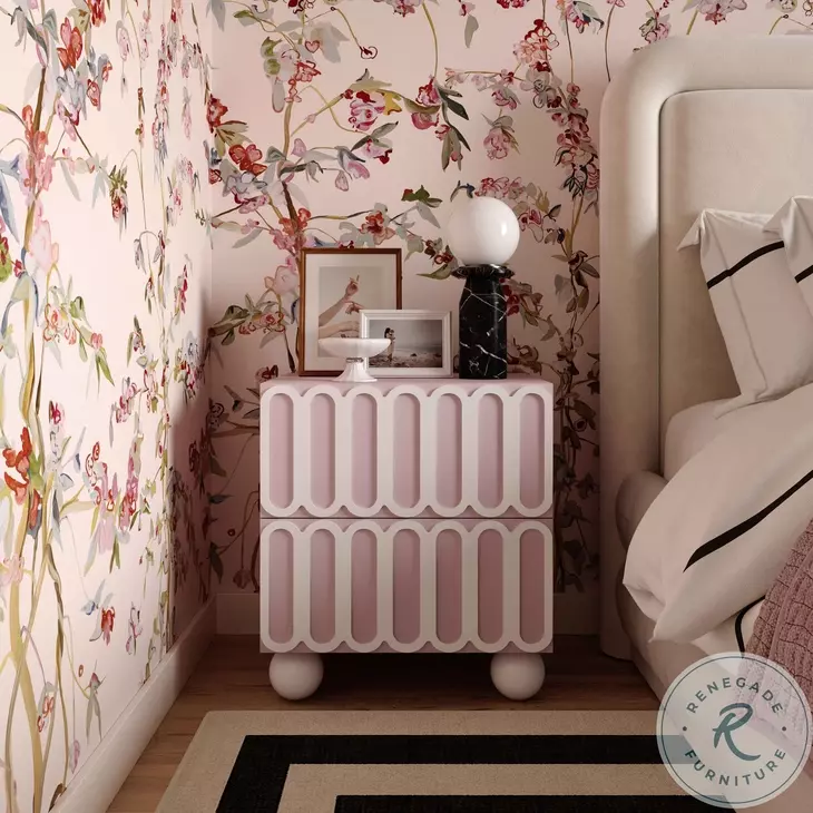 Tori Motif Mauve Nightstand