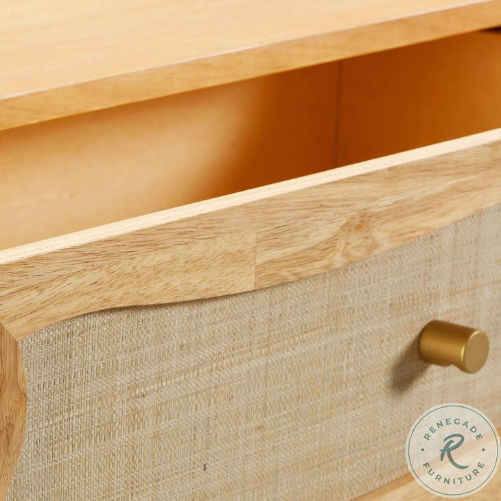 Grappa Natural Wood And Rattan Wavy Dresser From TOV Coleman Furniture