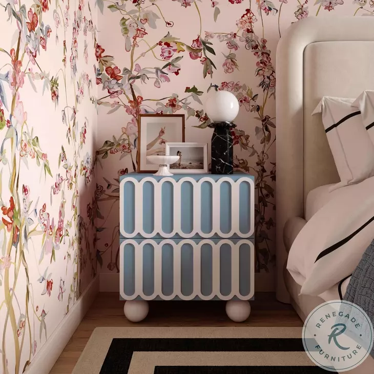 Tori Motif Blue Nightstand