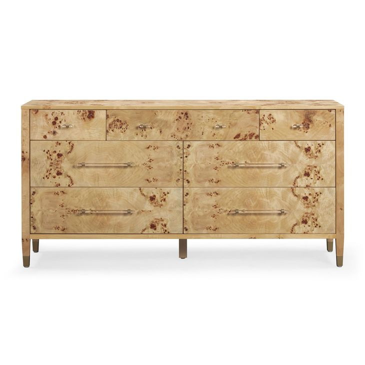 Brandyss Natural Burl 7 Drawer Dresser