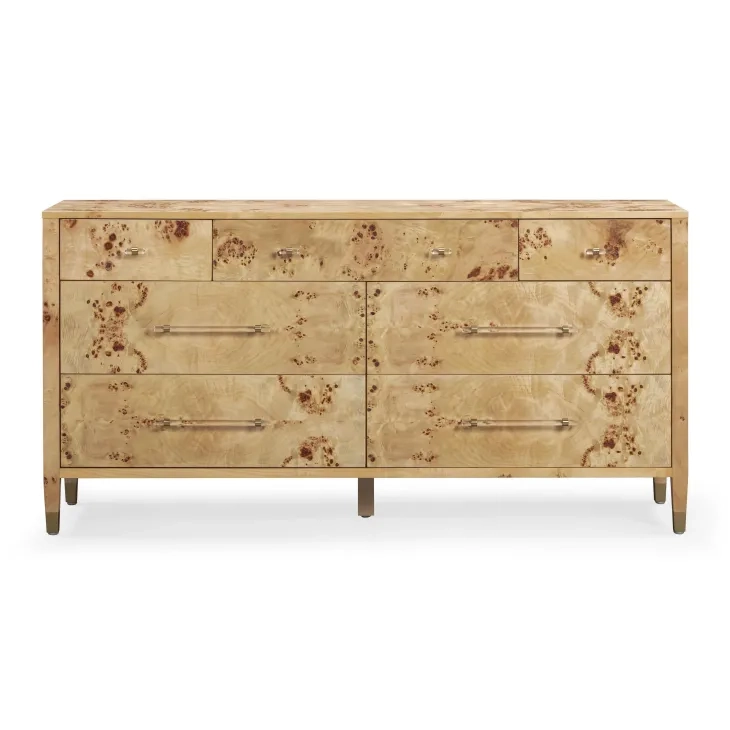 Brandyss Natural Burl 7 Drawer Dresser