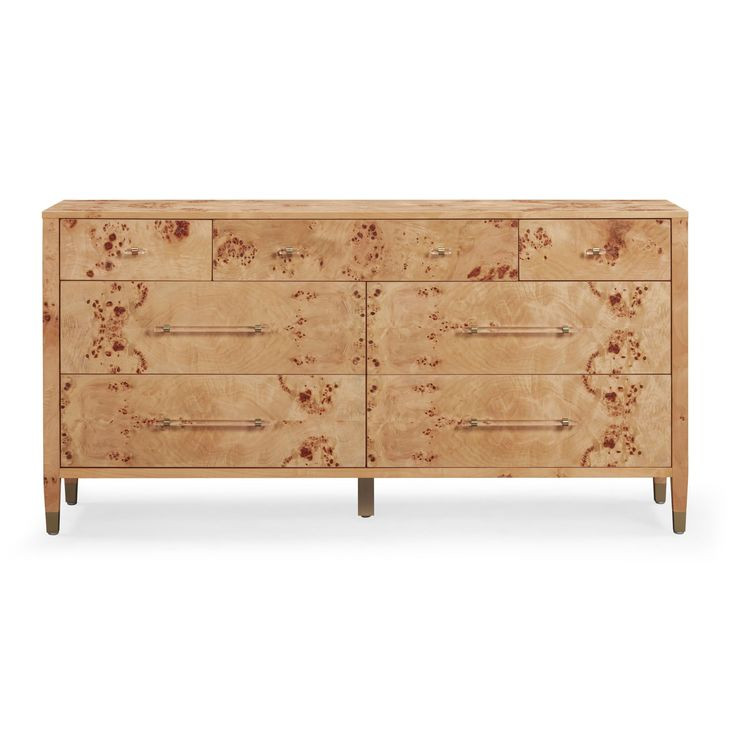 Brandyss Honey Burl 7 Drawer Dresser