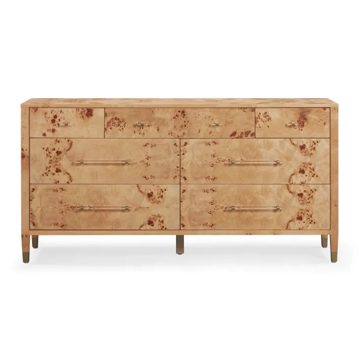 Brandyss Honey Burl 7 Drawer Dresser