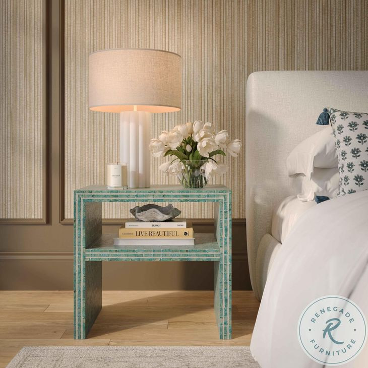 Derry Blue Capiz Shell 1 Shelve Nightstand