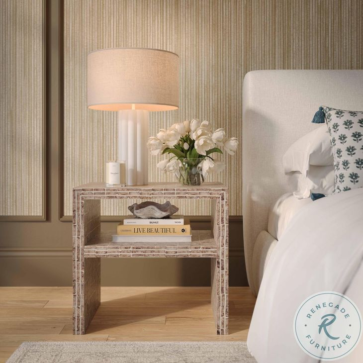 Derry Lavender Capiz Shell 1 Shelve Nightstand