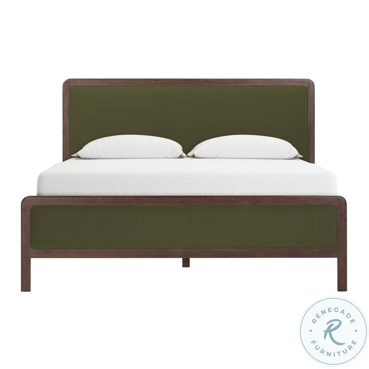 Hella Forest Green Velvet King Upholstered Bed