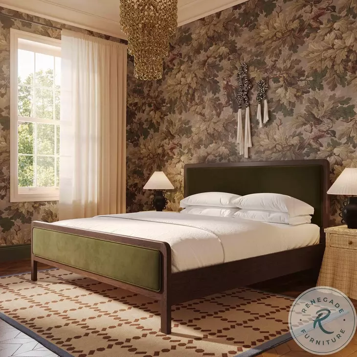 Hella Forest Green Velvet King Upholstered Bed