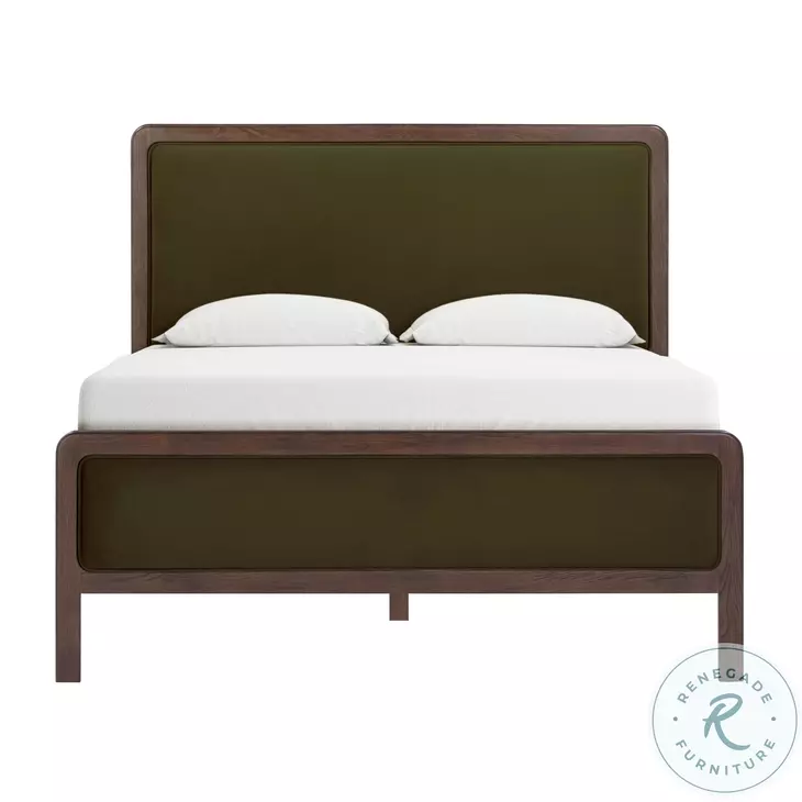 Hella Forest Green Velvet Queen Upholstered Bed