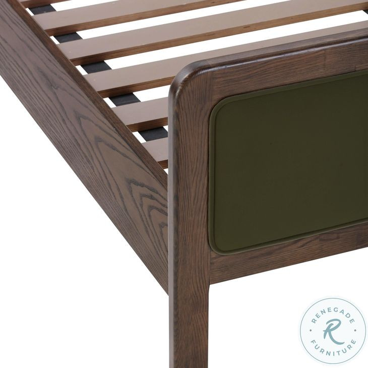 Hella Forest Green Velvet Queen Upholstered Bed