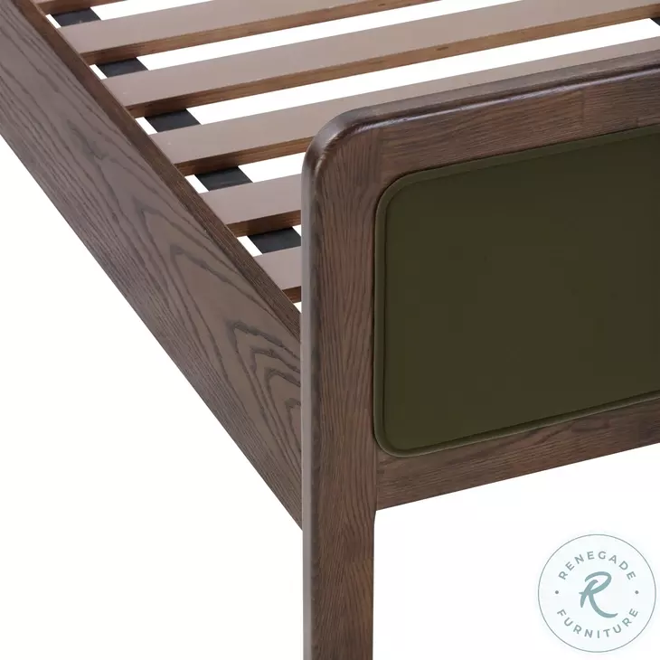 Hella Forest Green Velvet Queen Upholstered Bed