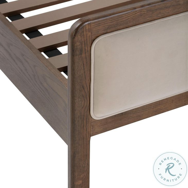 Hella Taupe Velvet King Upholstered Bed