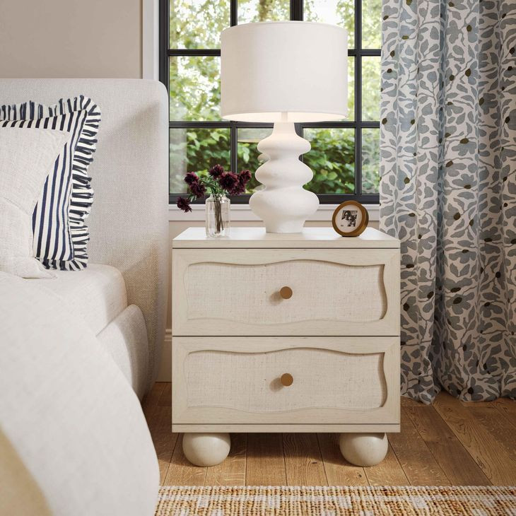 Grappa Whitewashed 2 Drawer Nightstand