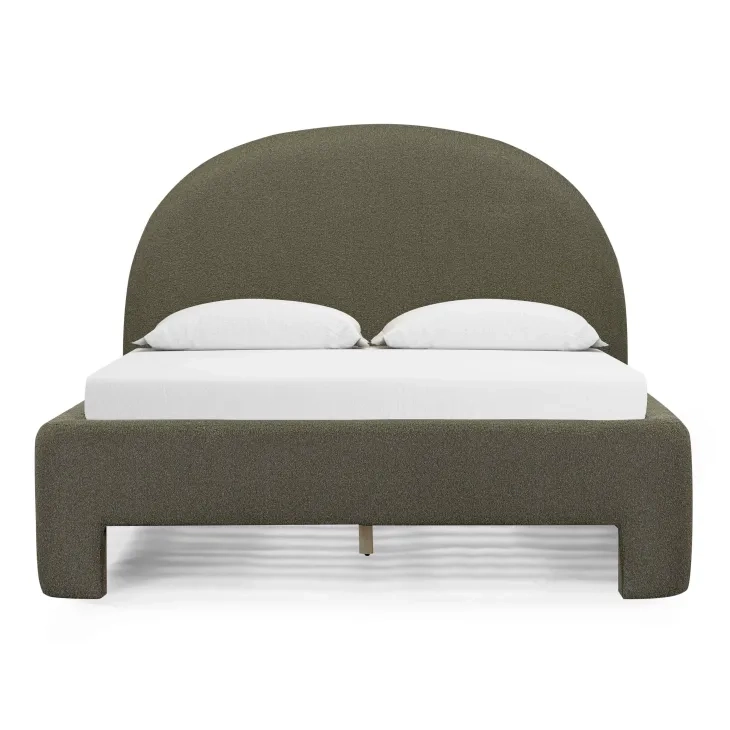 Orphea Kale Green Performance Fabric Queen Upholstered Panel Bed