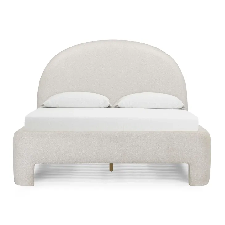 Orphea Off White Performance Fabric Queen Upholstered Panel Bed