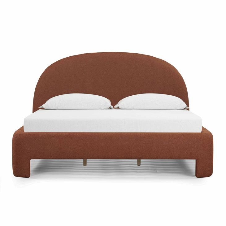 Orphea Autumn Red Performance Fabric King Upholstered Panel Bed