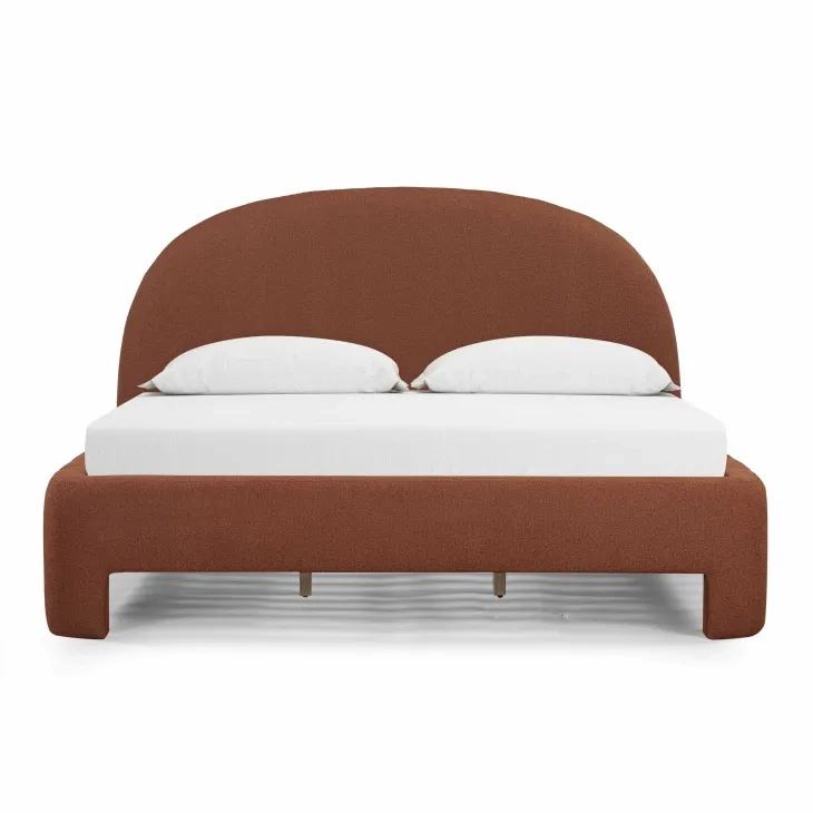 Orphea Autumn Red Performance Fabric King Upholstered Panel Bed