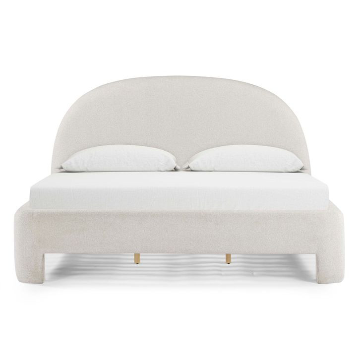 Orphea Off White Performance Fabric King Upholstered Panel Bed