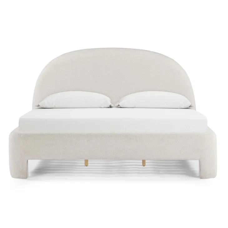 Orphea Off White Performance Fabric King Upholstered Panel Bed