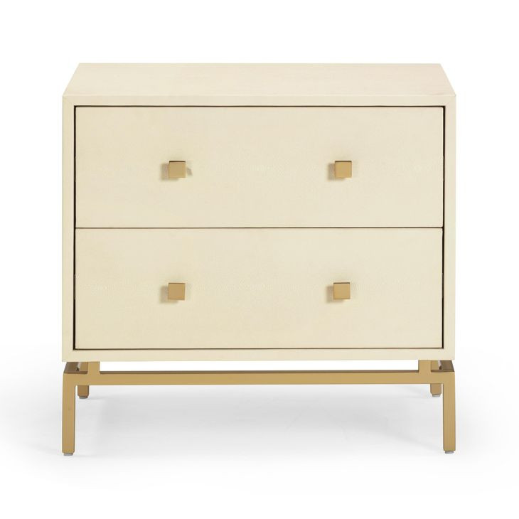 Pesce Cream and Gold 2 Drawer Nightstand