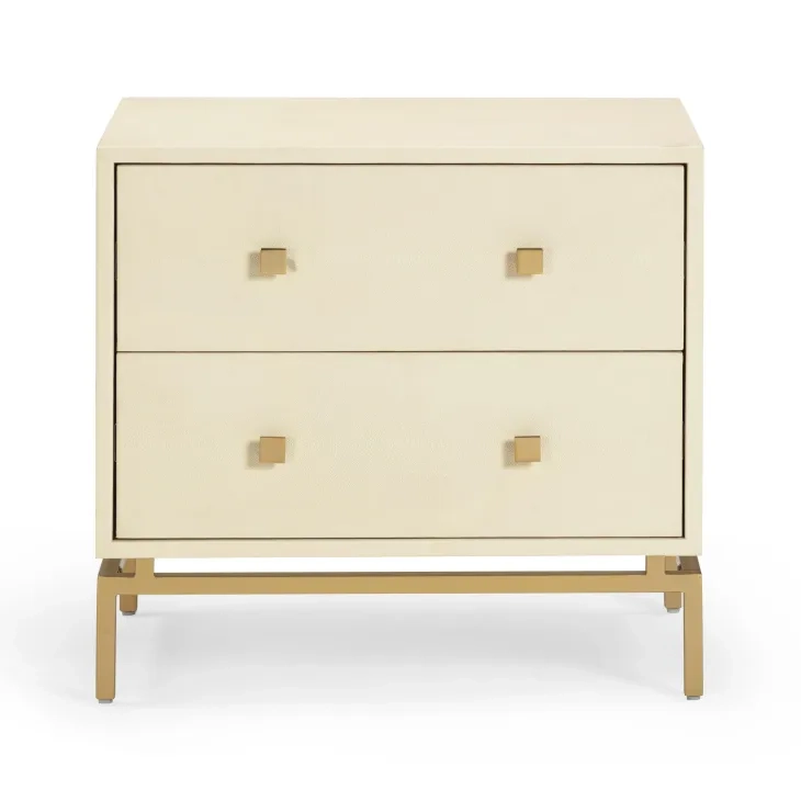 Pesce Cream and Gold 2 Drawer Nightstand