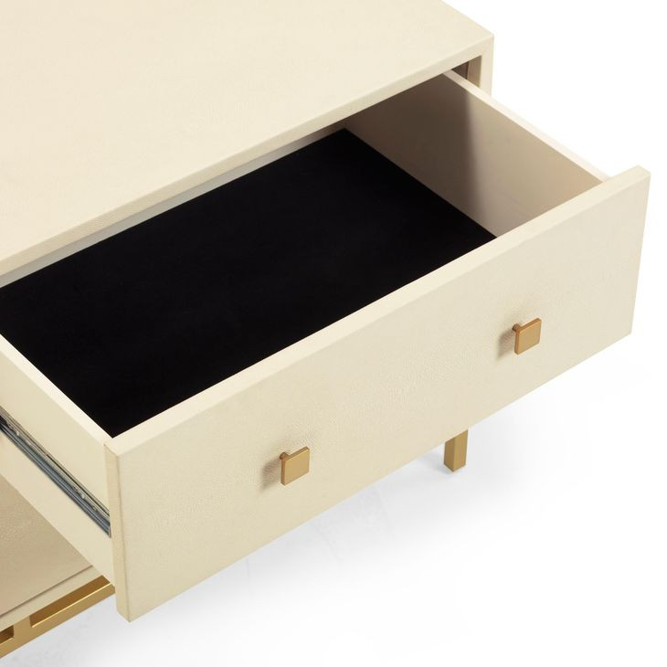 Pesce Cream and Gold 2 Drawer Nightstand