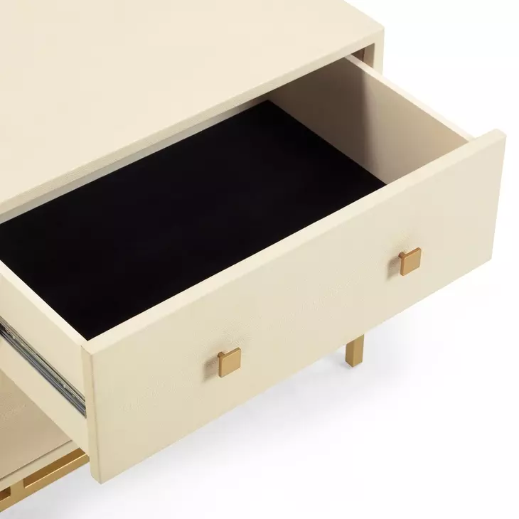 Pesce Cream and Gold 2 Drawer Nightstand