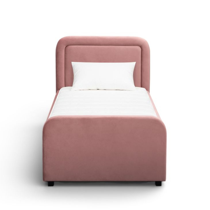 Briella Salmon Performance Velvet Twin Upholstered Panel Storage Trundle Bed