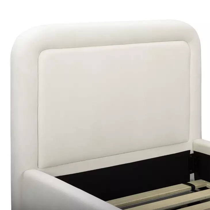 Briella Cream Performance Velvet Twin Upholstered Panel Storage Trundle Bed