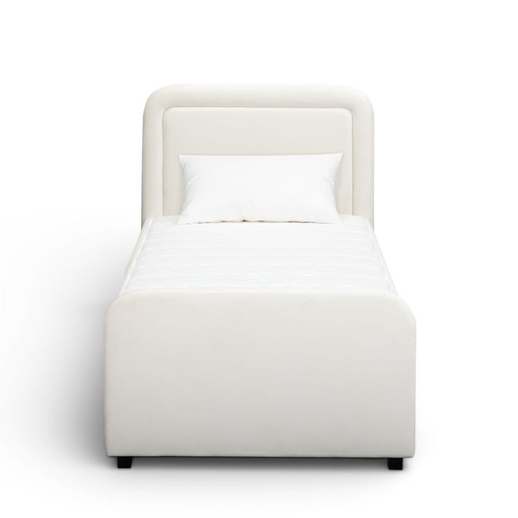 Briella Cream Performance Velvet Upholstered Panel Storage Trundle Bedroom Set