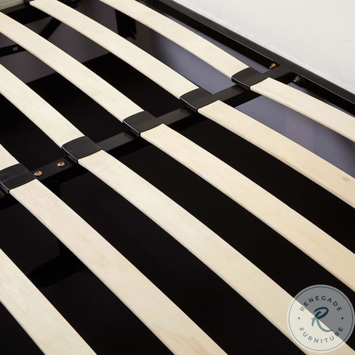 Meena Cream Upcycled Linen Queen Upholstered Storage Bed