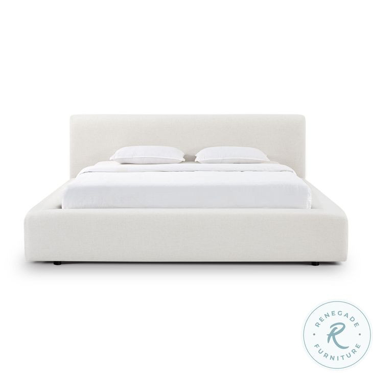 Meena Cream Upcycled Linen King Upholstered Storage Bed