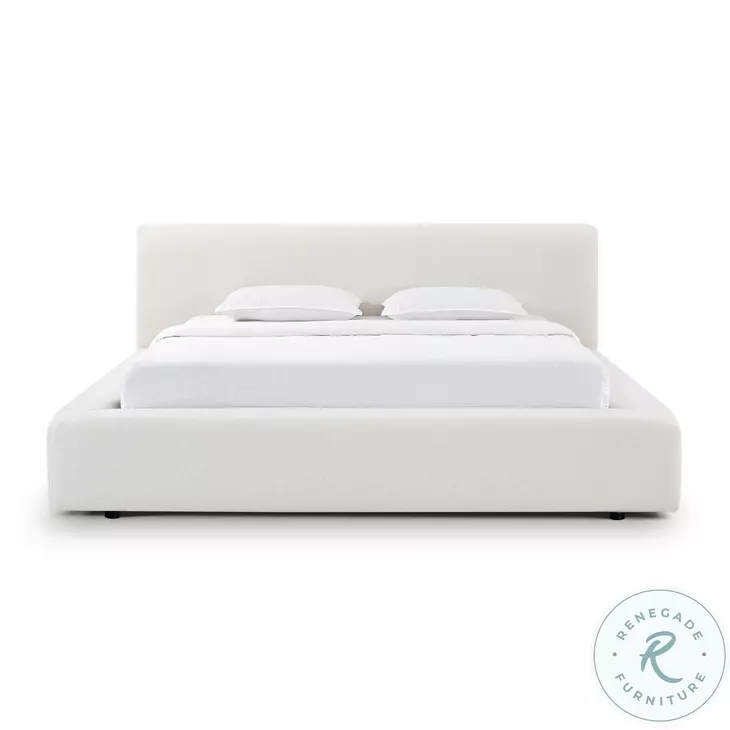 Meena Cream Upcycled Linen King Upholstered Storage Bed