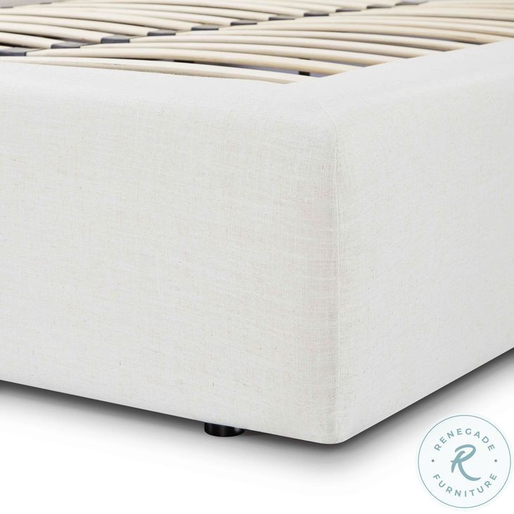 Meena Cream Upcycled Linen King Upholstered Storage Bed