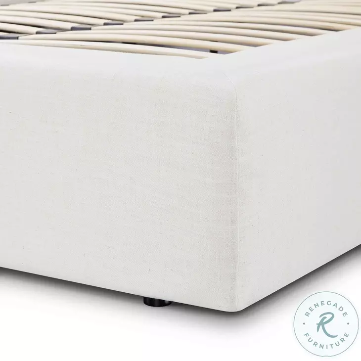 Meena Cream Upcycled Linen King Upholstered Storage Bed