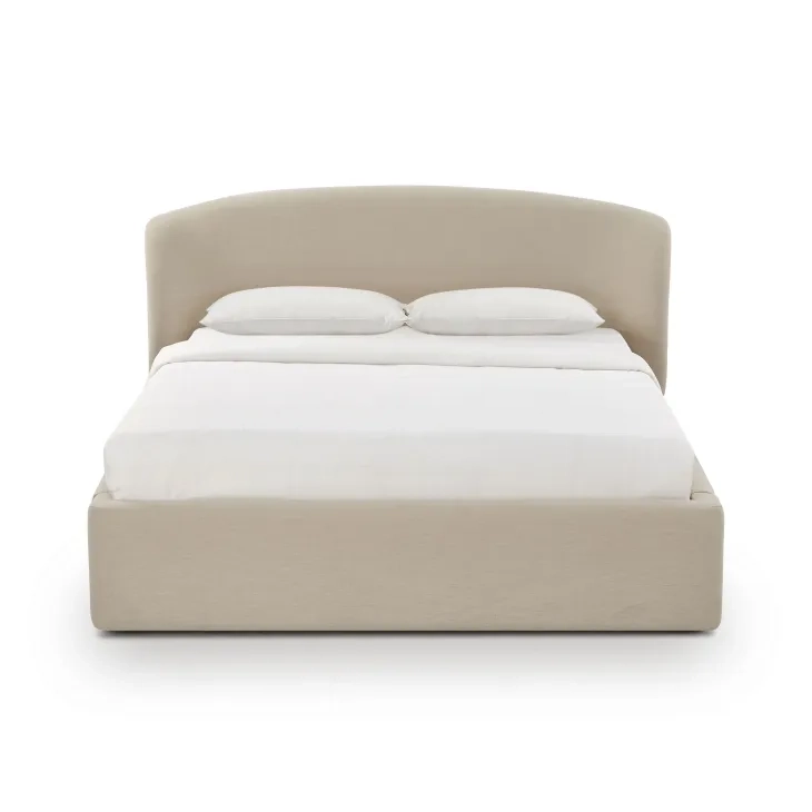 Corey Taupe Performance Fabric Queen Upholstered Storage Panel Bed