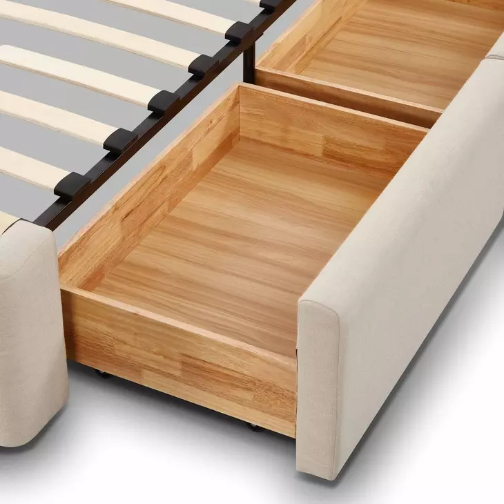 Corey Taupe Performance Fabric Queen Upholstered Storage Panel Bed