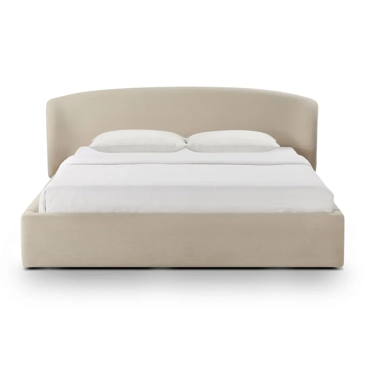 Corey Taupe Performance Fabric King Upholstered Storage Panel Bed